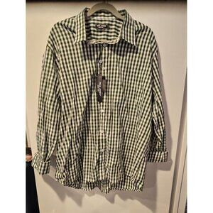Paul Jones Long‎ Sleeve Button Down Dress Shirt Green/White 2XL